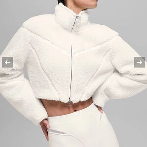 Women's White Sherpa Puffer Jacket